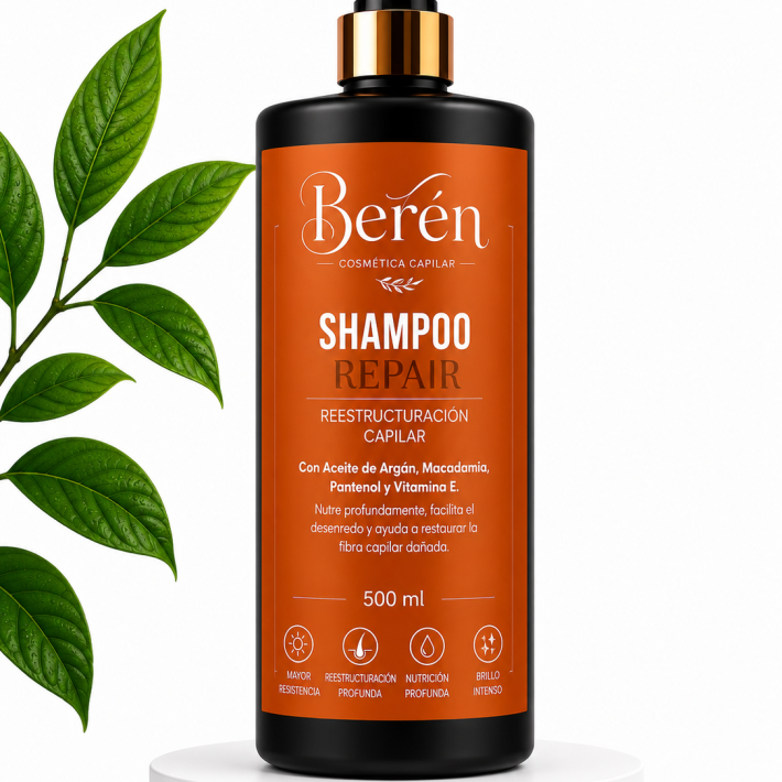 Shampoo Berén 500 ml. Para cabellos dañados, secos y debilitados.